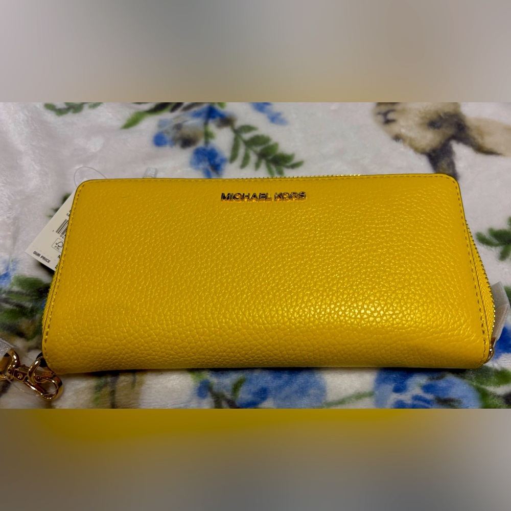 Michael Kors Yellow Pebbled Leather Wallet
